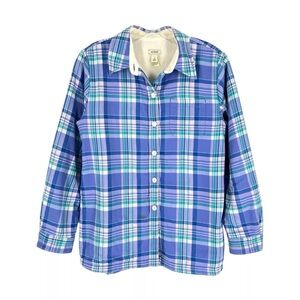 LL Bean Fleece-Lined Flannel Shirt Womens Size Small P Lavender Plaid Shacket
